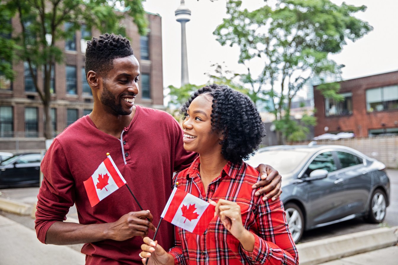 Canadian Couple Celebrating Canada Day