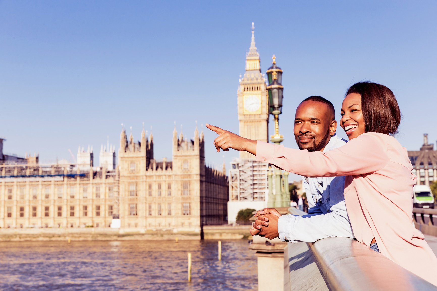 Couple in London Enjoying their Summer Vacation in London